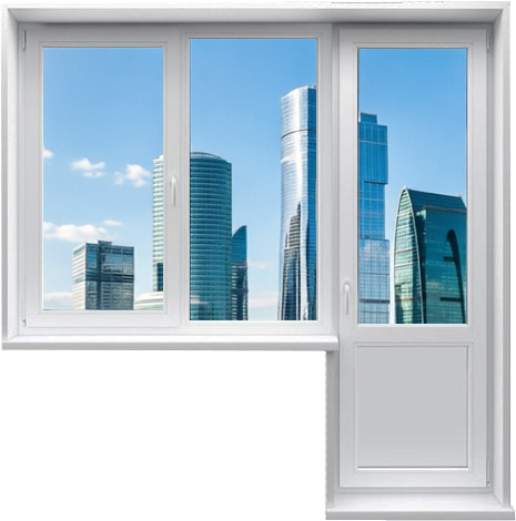 Балконный блок: глухое окно и балконная дверь